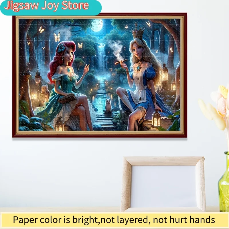 1000 stuks prinsessen voor Ariël en Alice in Wonderland mozaïekpuzzel - uitdagend puzzelspel met onregelmatige randen, dik karton