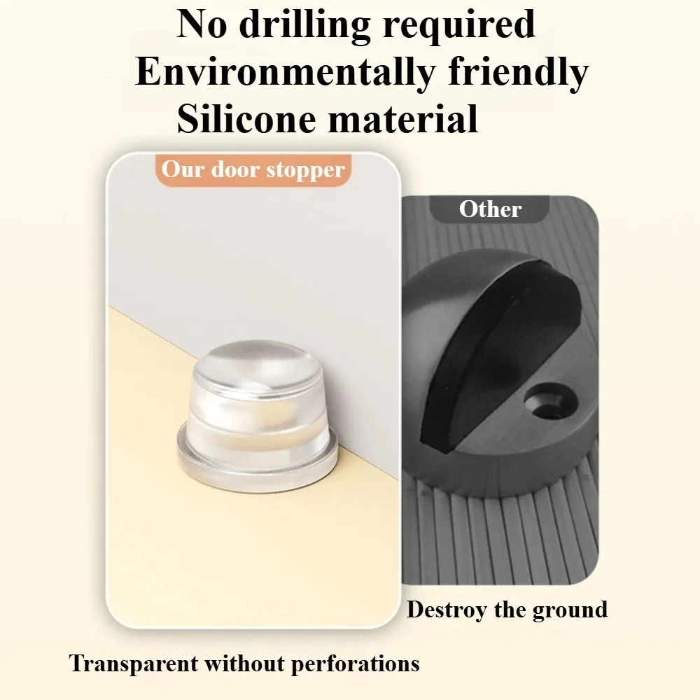 سدادة باب من السيليكون الشفاف، بدون مثقاب، وسادة مضادة للصدمات للمكتب، حماية سلامة المنزل، توقف الباب، تحسين المنزل #4