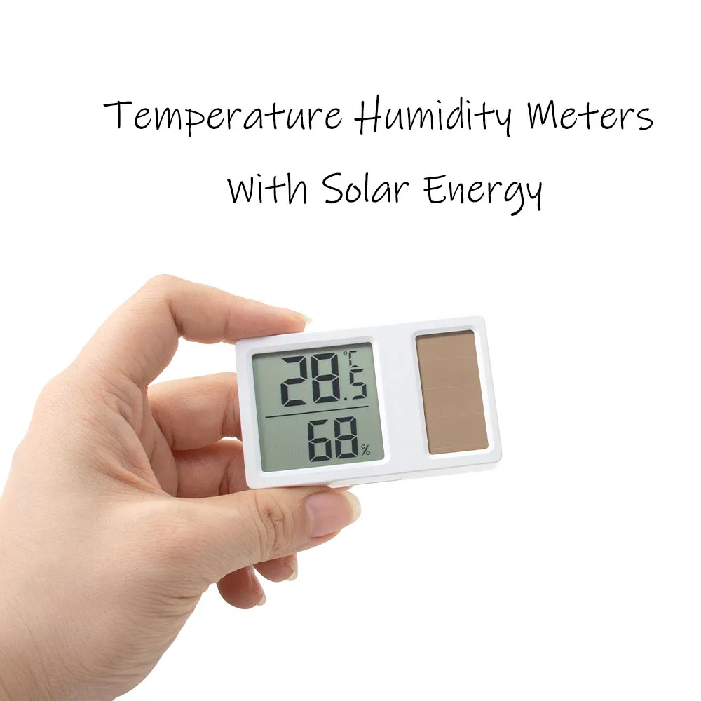 Misuratore di temperatura e umidità a energia solare Mini misuratore di rilevamento elettronico digitale di umidità portatile per camera da letto