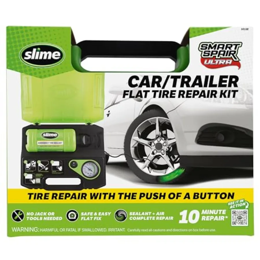 

50158 Flat Tire Repair Kit Smart Spair Ultra All-in-One Solution Repairs and Inflates Car/Trailer 10 Min Fix