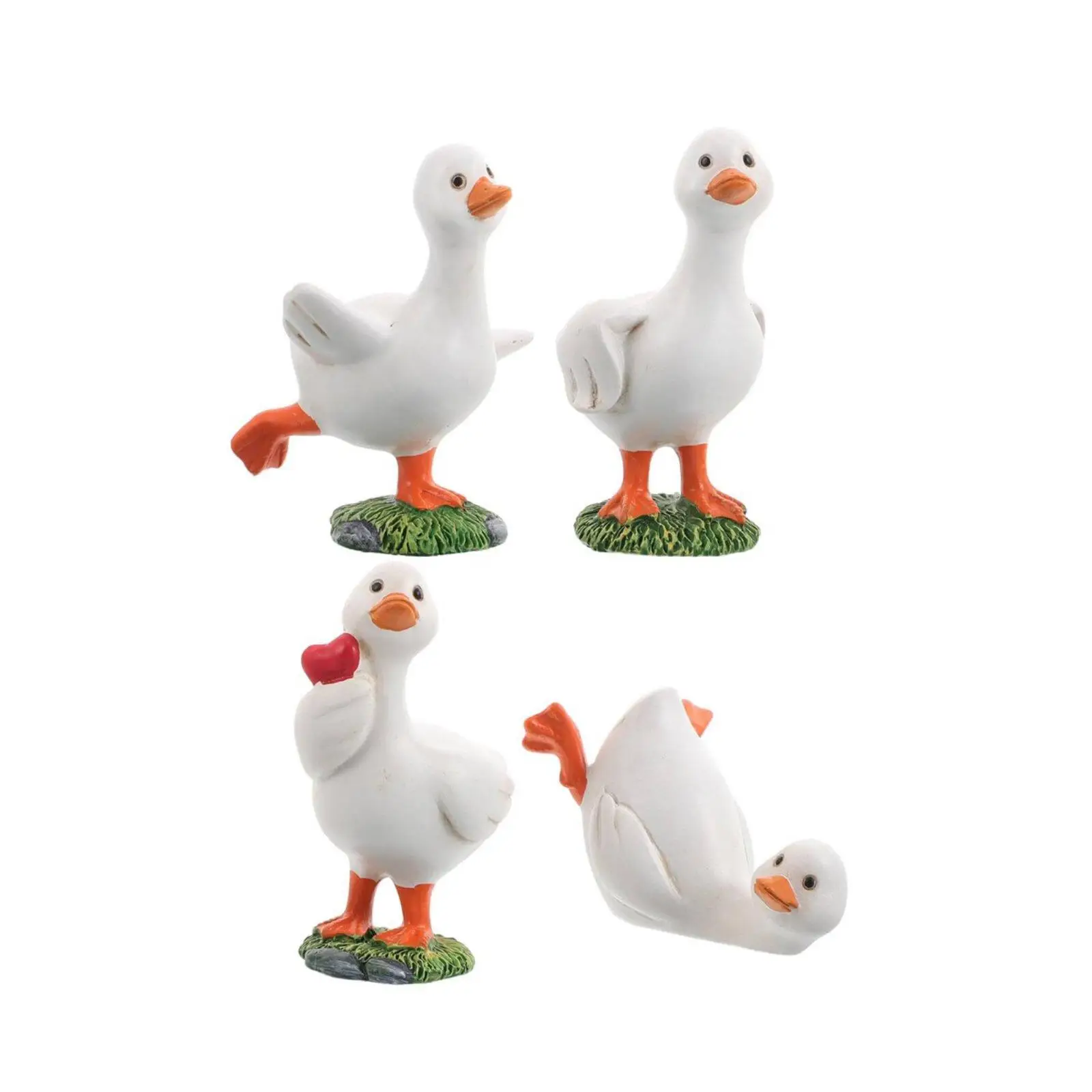 4 Pieces Resin Duck Ornaments Cute Poses Micro Landscape Ornament Set