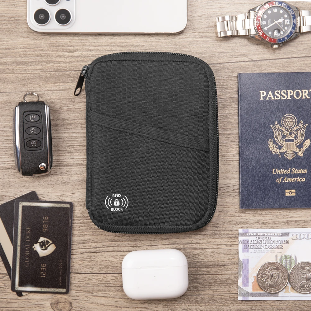 Passport Pouch，Travel Wallet with RFID Blocking - Premium Document Organizer Case for Men and Women - Holds Passports, Cards