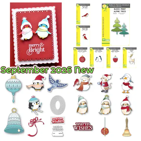 Birch Press Design September 2026 New Winter Wrap Penguin Metal Cutting Dies DIY Scrapbook Make Cards Photo Handmade Decoration