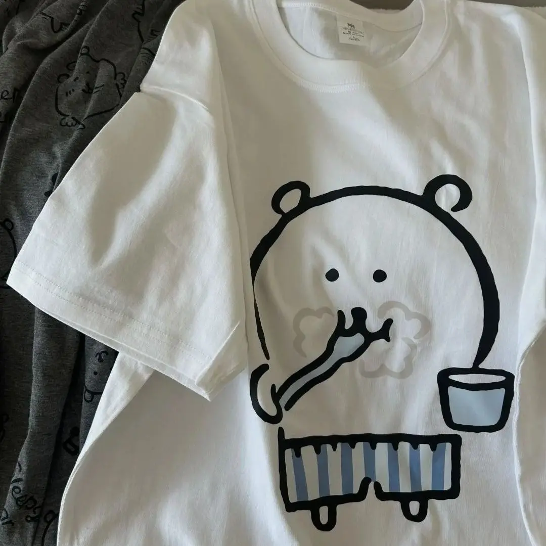 Nagano Anime Cartoon Couple Camiseta de colaboração de manga curta, top de algodão puro masculino de verão, ajuste solto, versátil casual