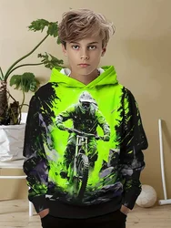 Child Sweatshirt Boys' Fashion Motocross Racing 3D Printed Casual Hoodie Long Sleeve Polyester Sport Tops Pullover Kids Clothes