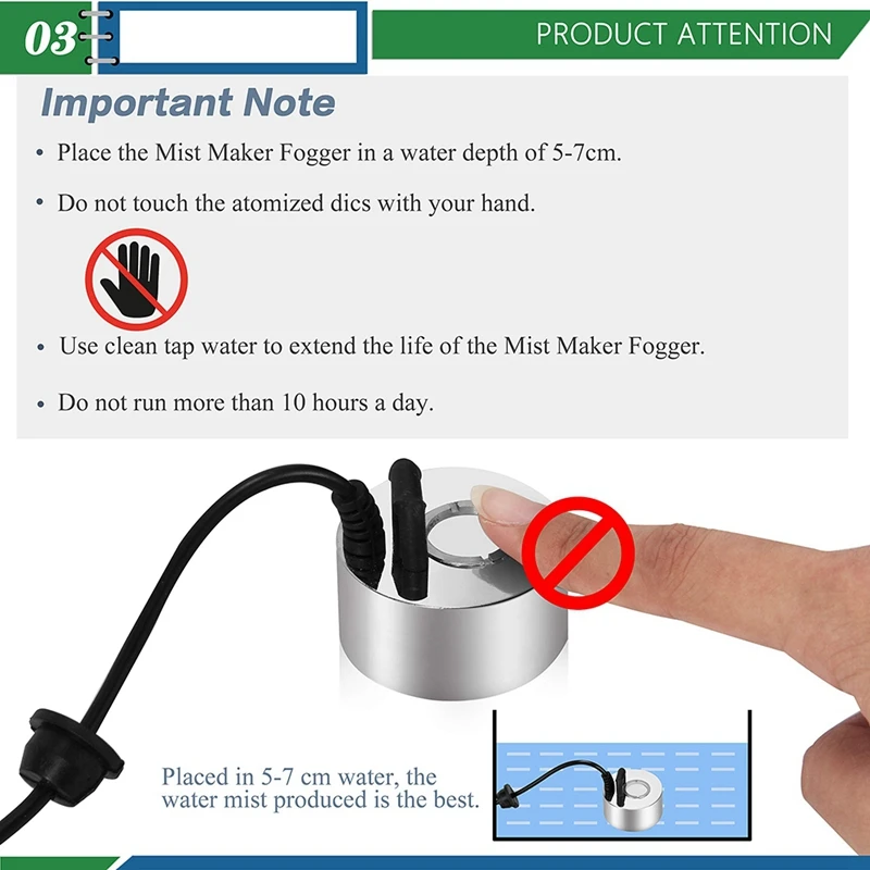 Ultrasonic Mist Maker Fogger Metal Atomizer With Removable Splash Guard For Water Fountain Pond Pot Rockery Sink Us Plug