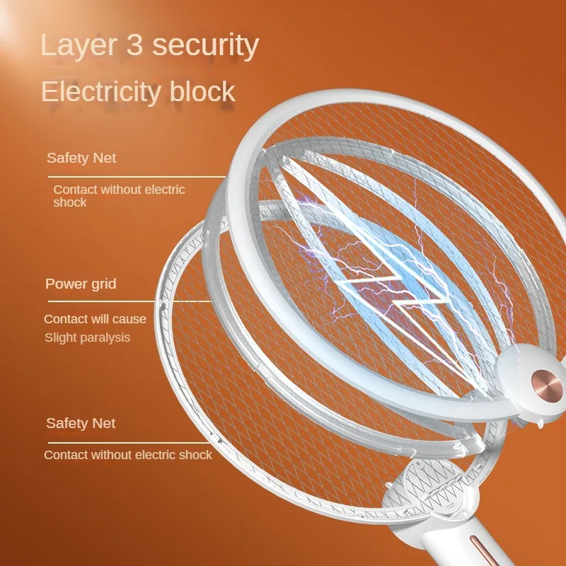 Dobrável assassino Mosquito elétrico Zapper, Melhorar, 1200mAh, USB, Anti Mosquito assassino