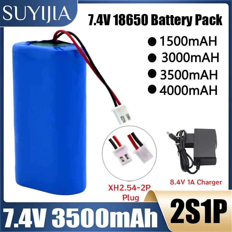 New 7.4V 18650 Battery Pack 2S Batteries XH2.54 PLUG 1500mah 3000mah 3500mah 4000mah 3400mah Rechargeable Battery 8.4V Charger