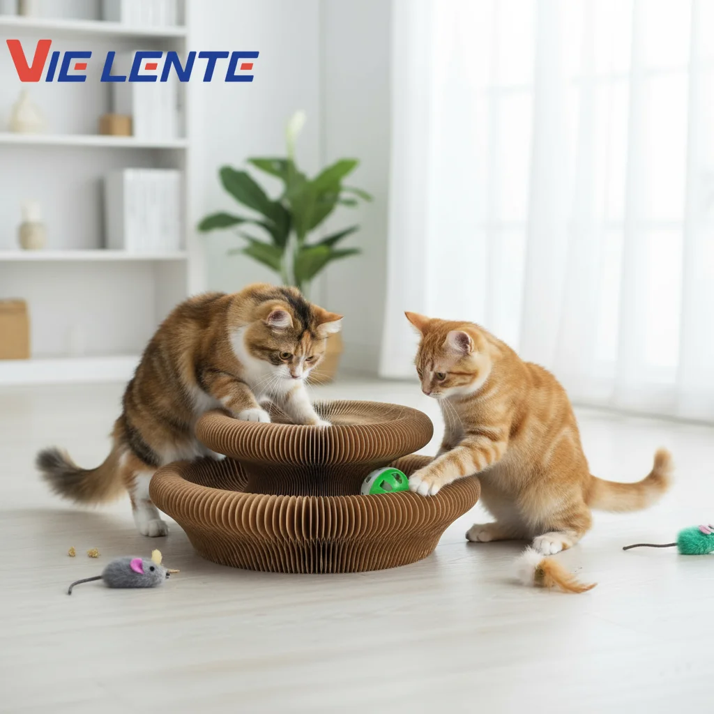 Magic Cat Scratch Organ Board Cat Toy with Ball Cat Grinding Claw Cat Climbing Frame Kitten Round Corrugated Cat Scratching Toy