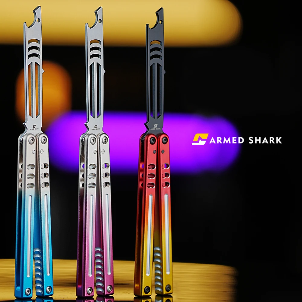 

Armed Shark Aluminum Madko V5 Balisong Trainer Bottle Opener Butterfly Knife Trick Tool
