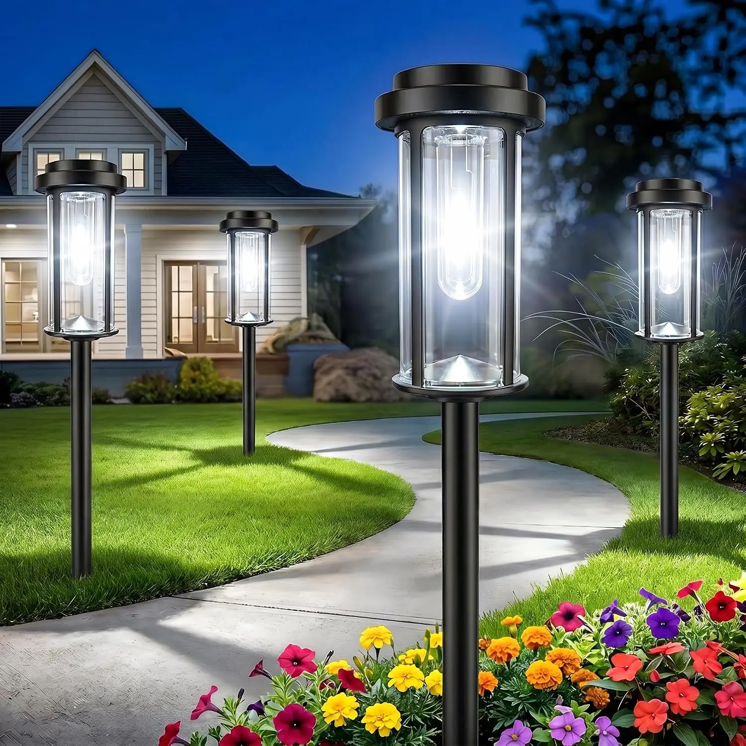 Outdoor Spotlights Cracked Glass 12in 180 Adjustable Solar Flood Fall Warm White