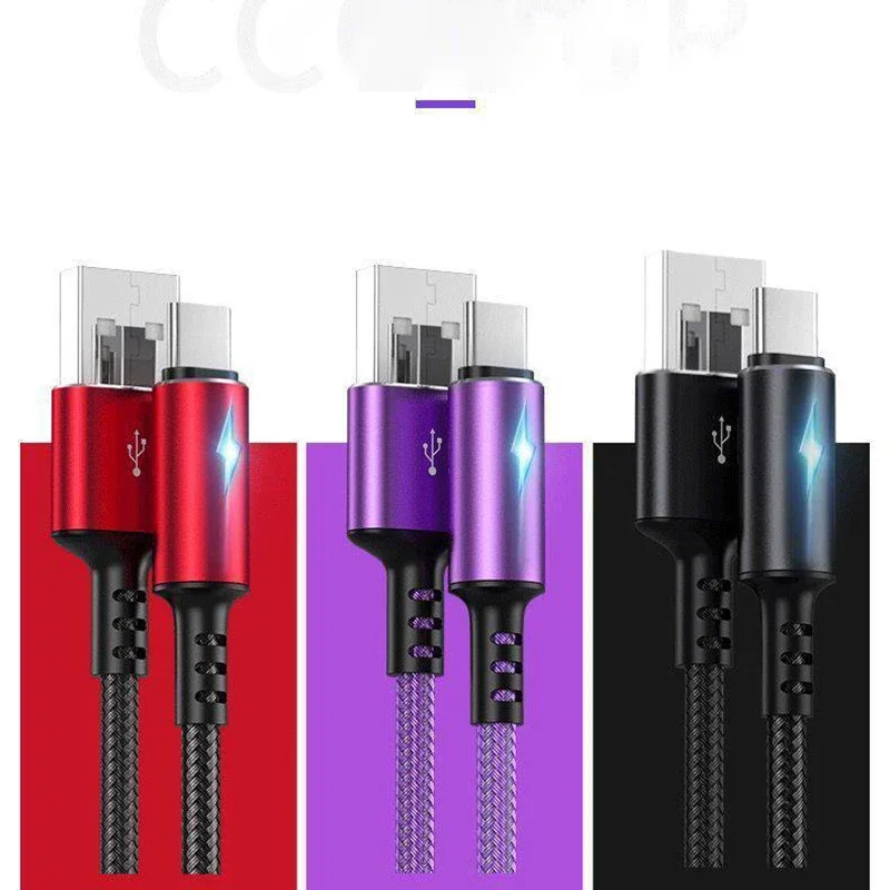 6A LED Fast Charging Type C Cable Intelligent Current Display 1.2M 2M Durable Stable For Huawei Xiaomi Honor Redmi Data Cable