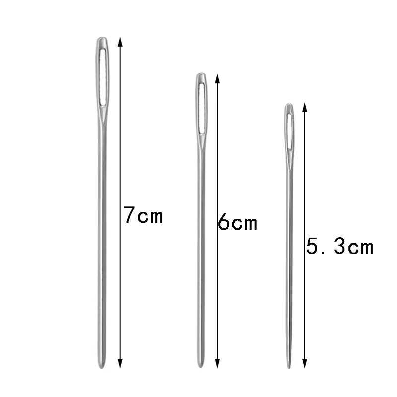 20 szt. Igieł 1.63*53 1.8*60/70mm tępych końcowych do do naszycia igieł do szycia przyrządy do szycia z dużymi oczami