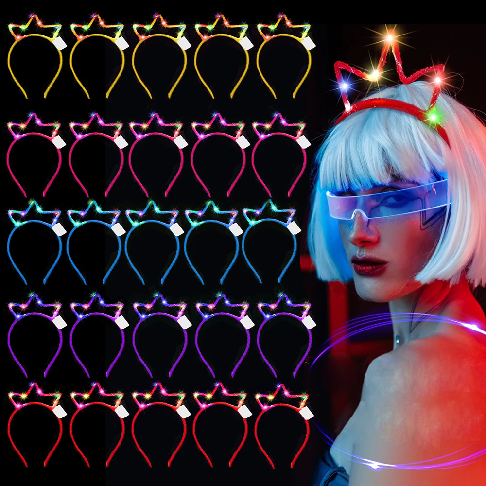 25pcs/Set of LED Crown Light Emitting Headbands, Suitable for Christmas, Dance, Wedding, Concert, Birthday Party Decoration