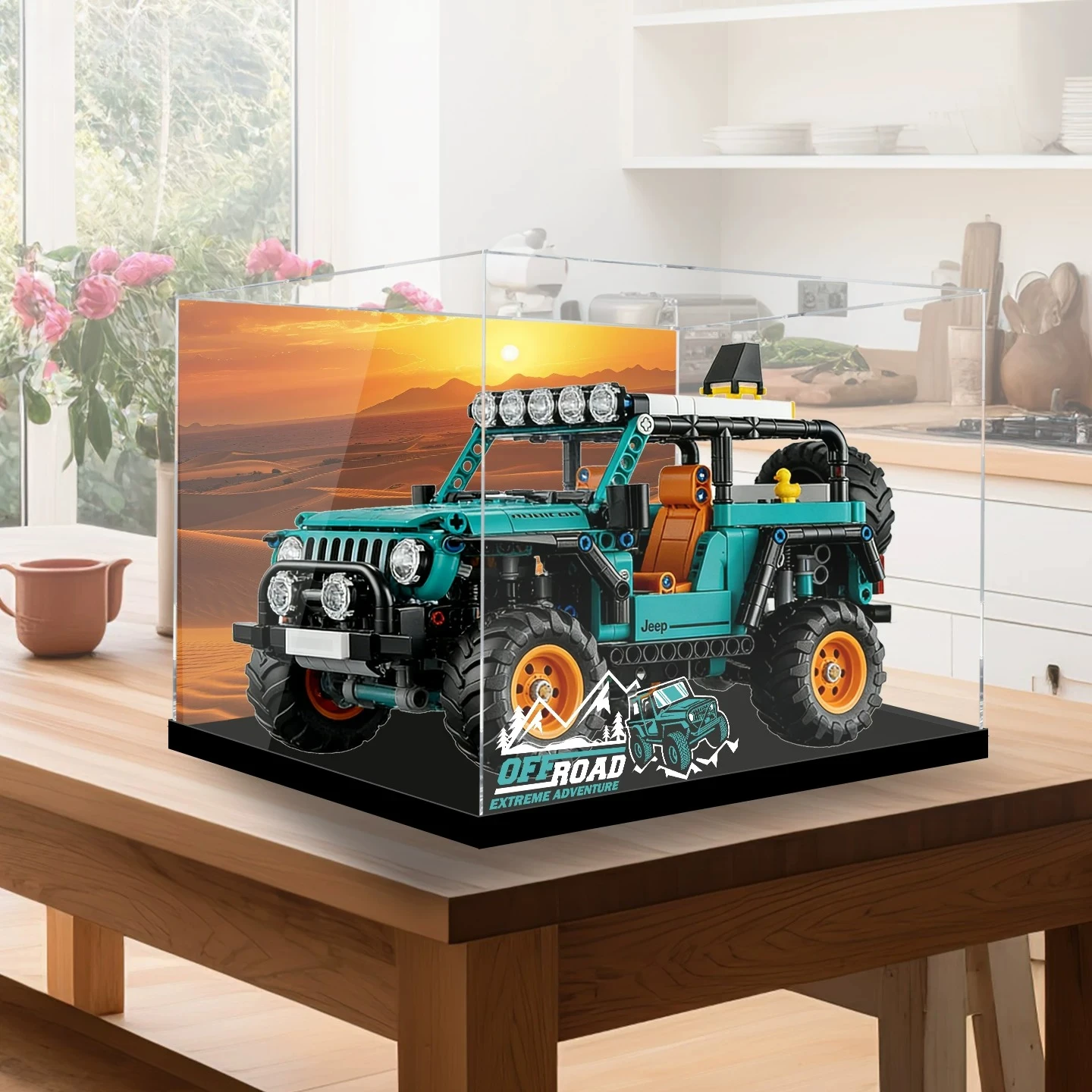 High-end acrylic clear dust-proof display storage box suitable for LEGO 42227 Jeep Wrangler model