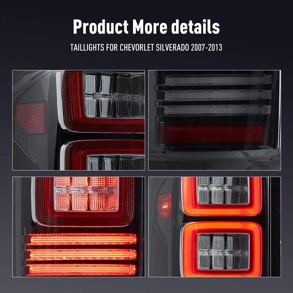 زوج من أضواء خلفية LED لسيارة شيفورليت سيلفرادو 07-13 عكس الفرامل تحول إشارة التوصيل والتشغيل مجموعة مصابيح الذيل الخلفي للسيارة #6