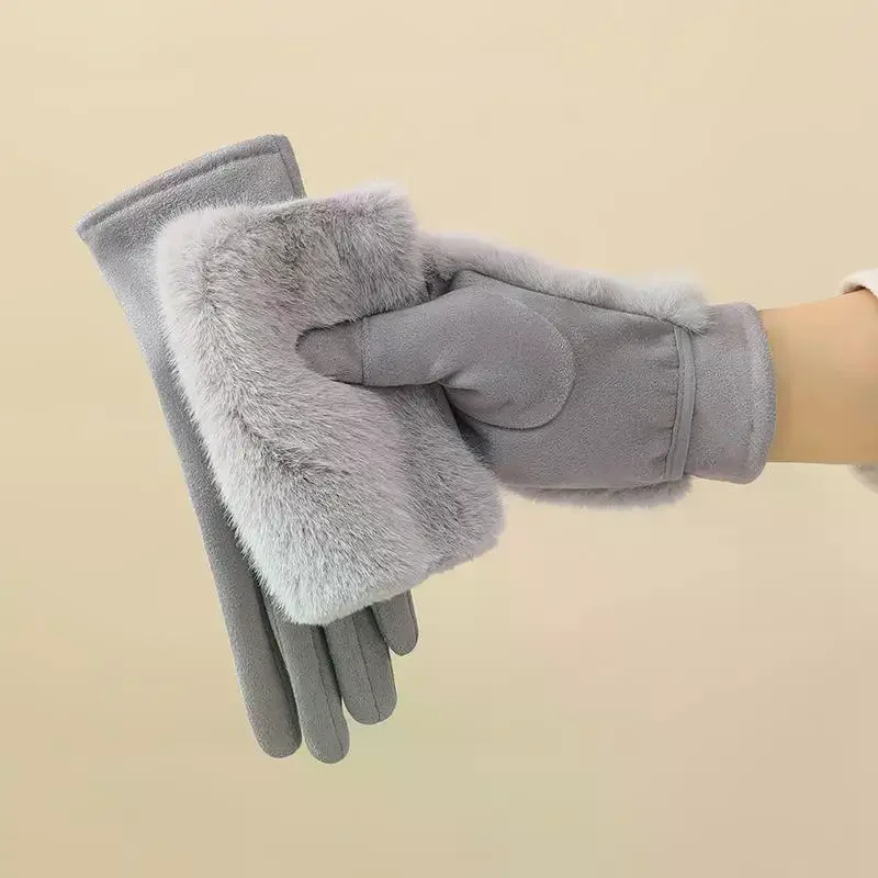 

Женские ветрозащитные перчатки для езды на велосипеде, зимние теплые утолщенные перчатки с сенсорным экраном на флисовой подкладке