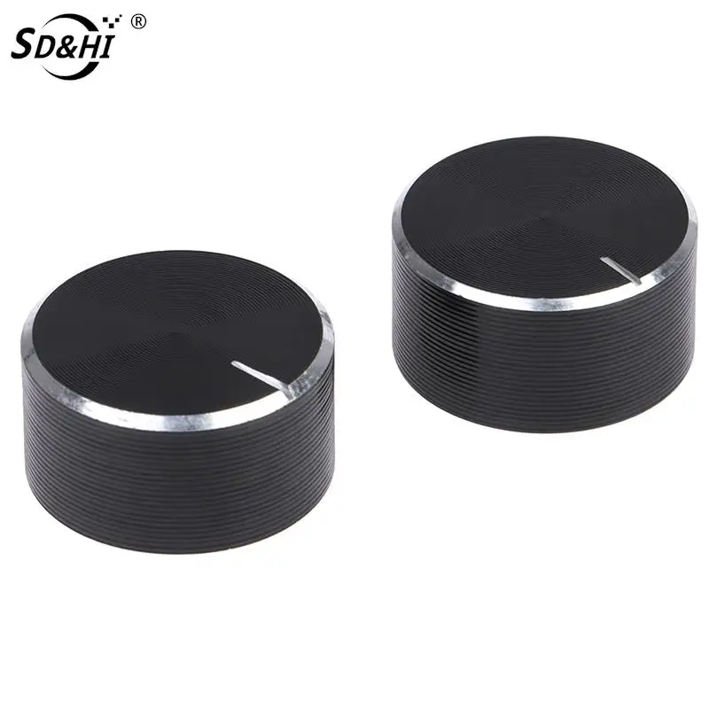 1Pcs Black 6mm Potentiometer knobs Caps Knurled Shaft Potentiometer Control Knob Diameter 26x14mm Aluminum Switch Knob