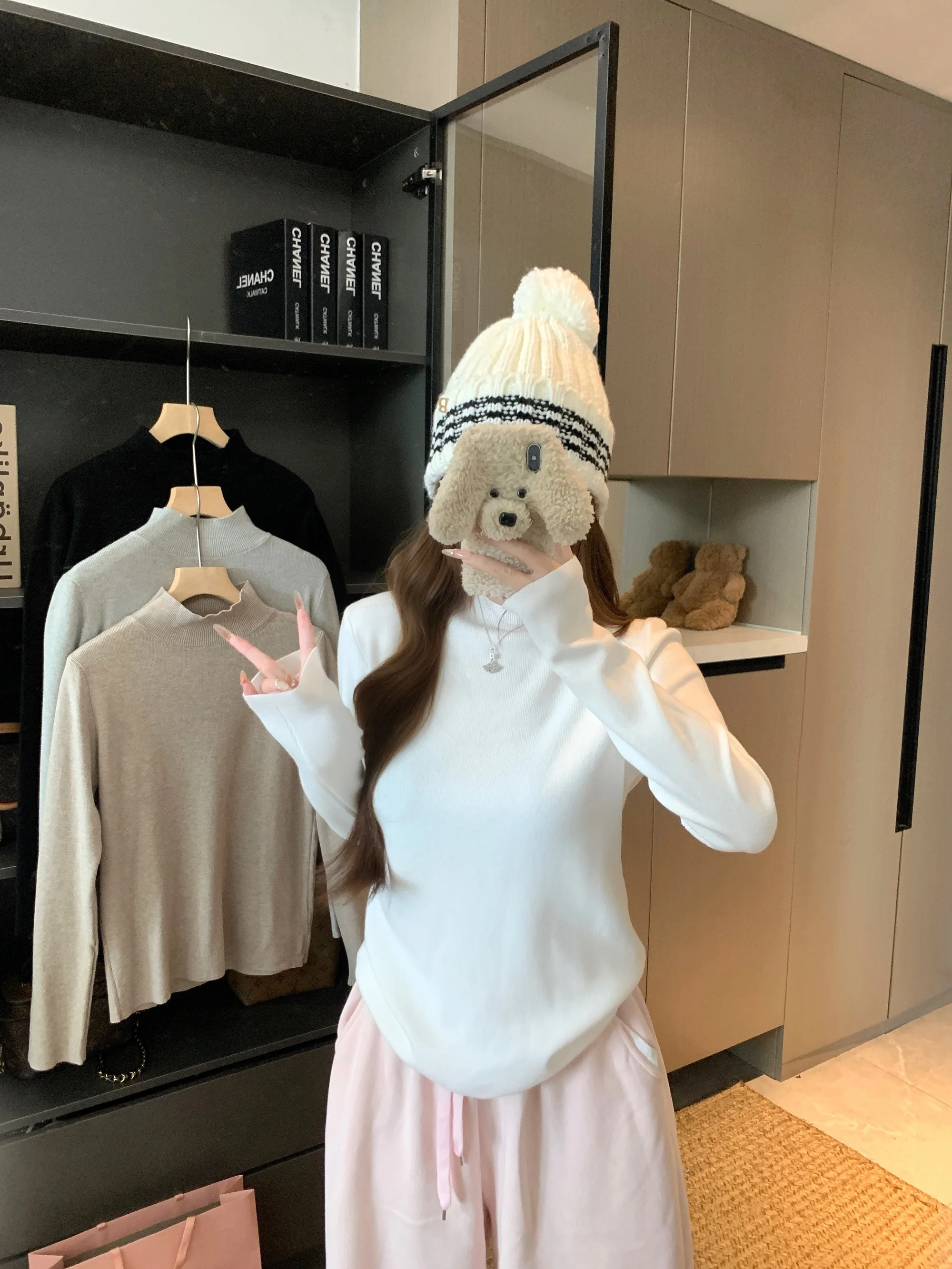 

Базовый длинный вязаный свитер Sve, женский осенне-зимний облегающий базовый слой, однотонный эластичный топ в корейском стиле