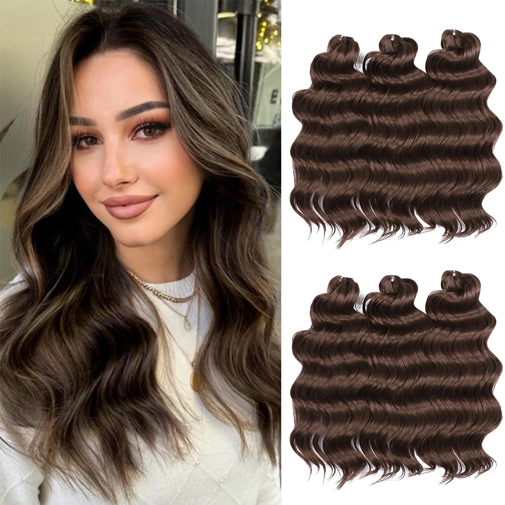 Synthetic Twist Crochet Curly Hair Ombre Brown Blonde Black Grey Water Wave 16Inch Deep Wave Braid Hair Braiding Hair Extensions