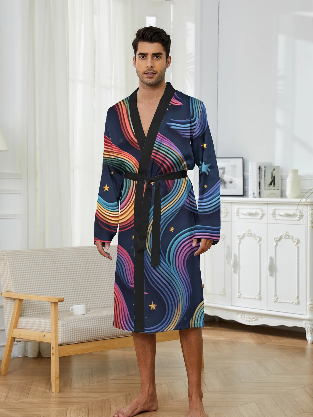 1pcs Men's Robes 2026 Spring/Summer Sleepwear 3D Printed robe Bathrobe Funny pajamas sleepwear Graphic Breathable