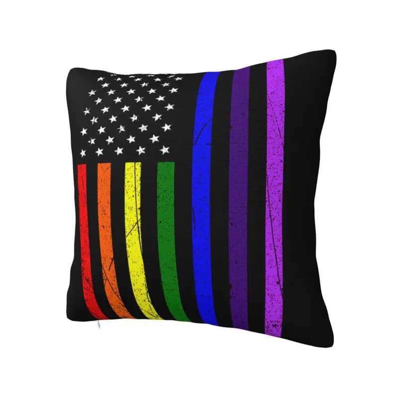 Rainbow Pride LGBT American Flag Throw Pillow Case 45*45cm Decor Home Gay Lesbian Cushion Cover Velvet Polyester Pillowcase