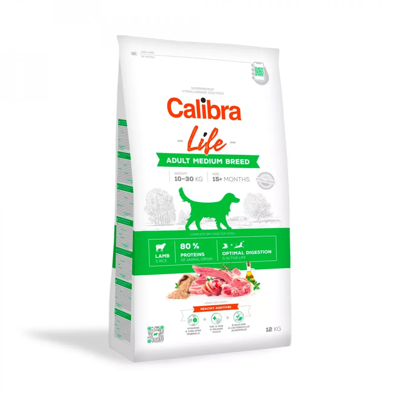 Calibra Dog Life Adult Medium Breed Cordero 12kg - Pienso completo para perros adultos de razas medianas (10-30 kg) con cordero de alta calidad