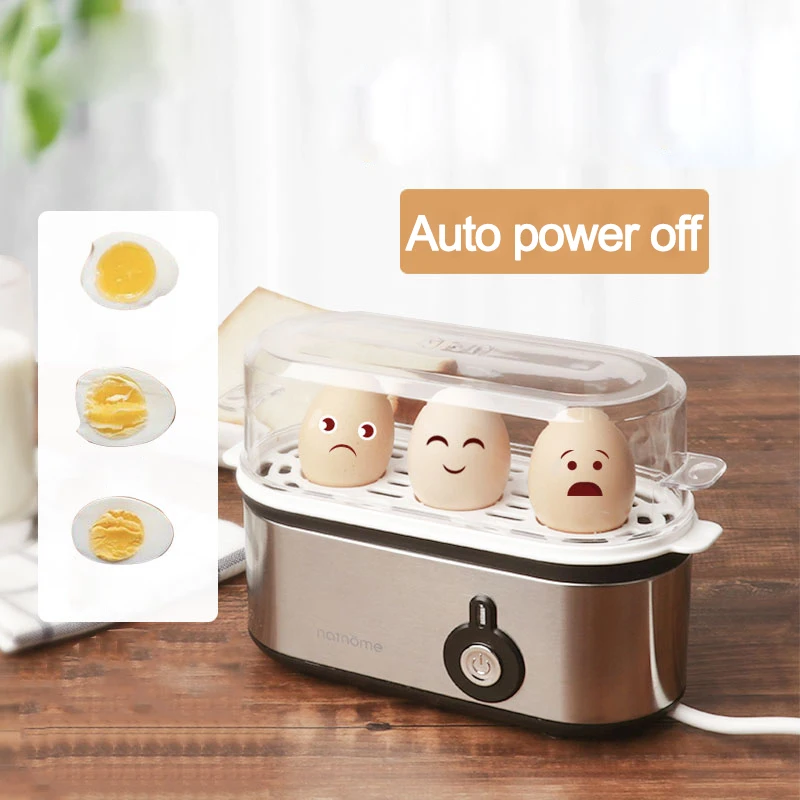 Multifunctional Egg Cooker Household Mini Breakfast Egg Machine Automatic Power Off anti-dry Egg Boiler Stainless Steel 220V