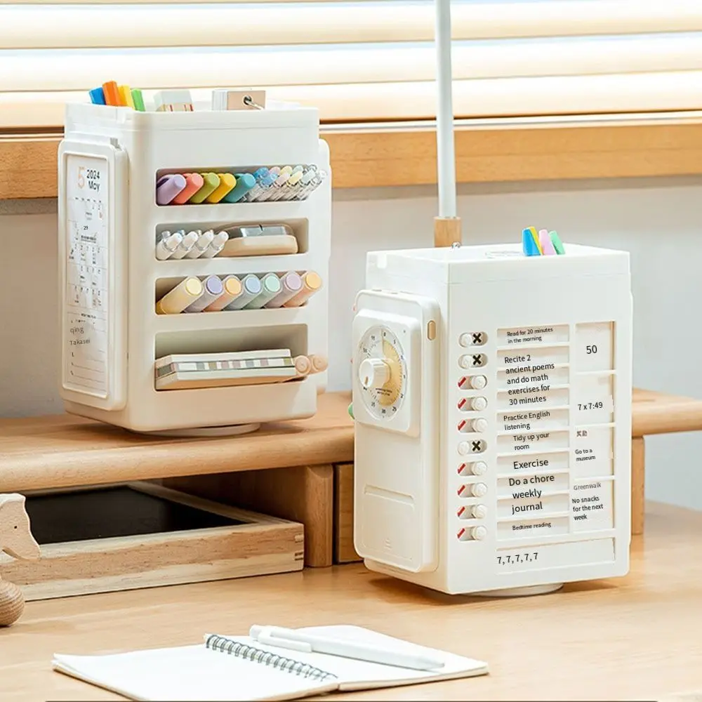 Mastering Time Management Good Habit Punch Card Convenient Rotating Pencil Holder Daily Task Planning Board Effective