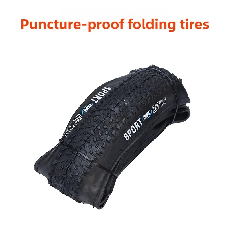 Faltbarer Mountainbike-Reifen, EPS-Pannenschutz, 26/27,5/29×2,1, hellbraune Seitenwand / komplett schwarz, Offroad-Grip-Reifen – Detail 3