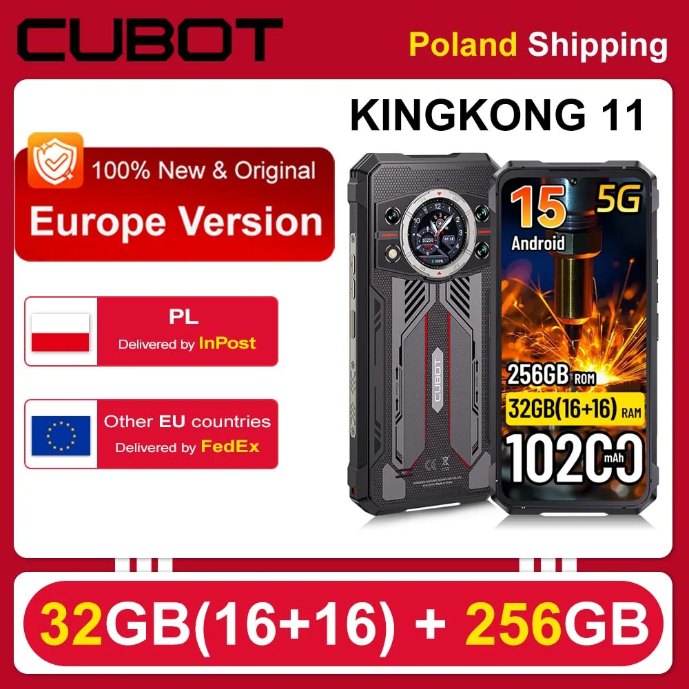 [Shipping From Poland] Rugged Smartphone 5G Cubot KingKong 11 32GB(16+16)+256GB 10200mAh  6.72'' Mobile Phone NFC  Android 15