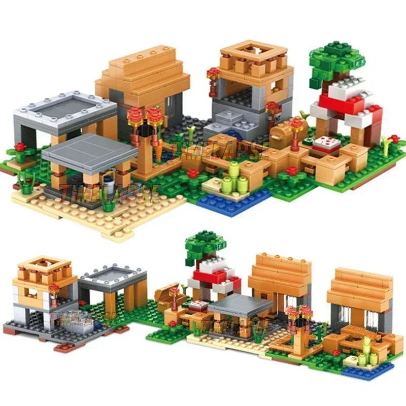 Nuova casa del villaggio Steve Village Jungle Blocks Set modello classico kit per bambini in mattoni