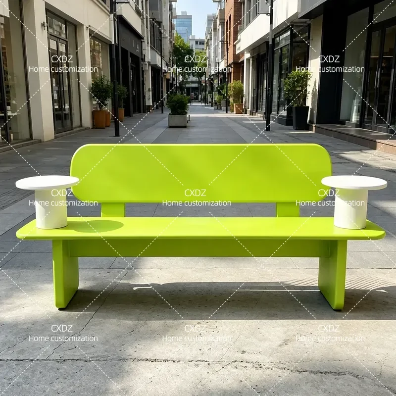 Modern Simple Outdoor Leisure Chair with Armrest for City Street Municipal Square Shopping Mall and Park Bench Design
