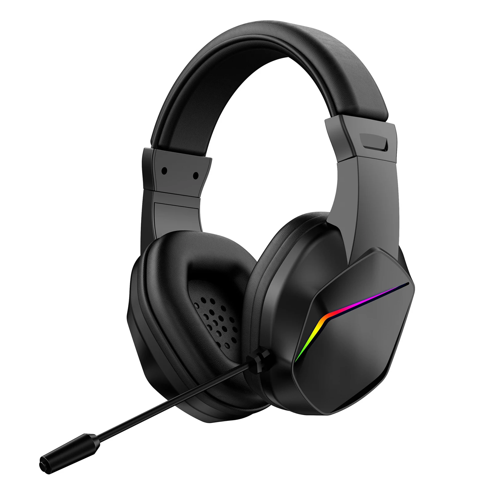 Bluetooth Wireless Gaming Headset LED Light Low Latency Headphone w/ 40mm Drivers Omnidirectional Mic Adjustable Volume for Game