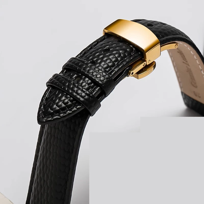 Lizard texture Leather Watch Strap12mm 14mm 16mm 18mm 20mm  Watchband For Men's Watch Accessories Solid Buckle black brown red