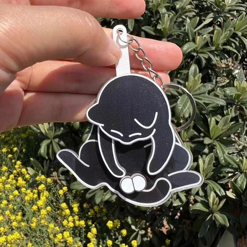 Creative Pull Play Egg Cat Keychain Pendant Cute And Funny Rotatable Acrylic Bag Pendant For Women Keyring Purse Car Accessories