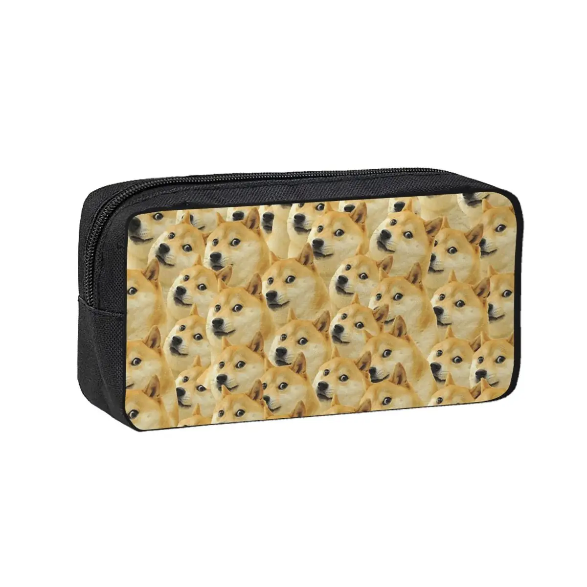 Doge Wow Pattern Shiba Inu Doggo Dog Meme Montage Pencil Cases Pen Box Pencil Bag Pencil Pouch Storage Stationery Supplies