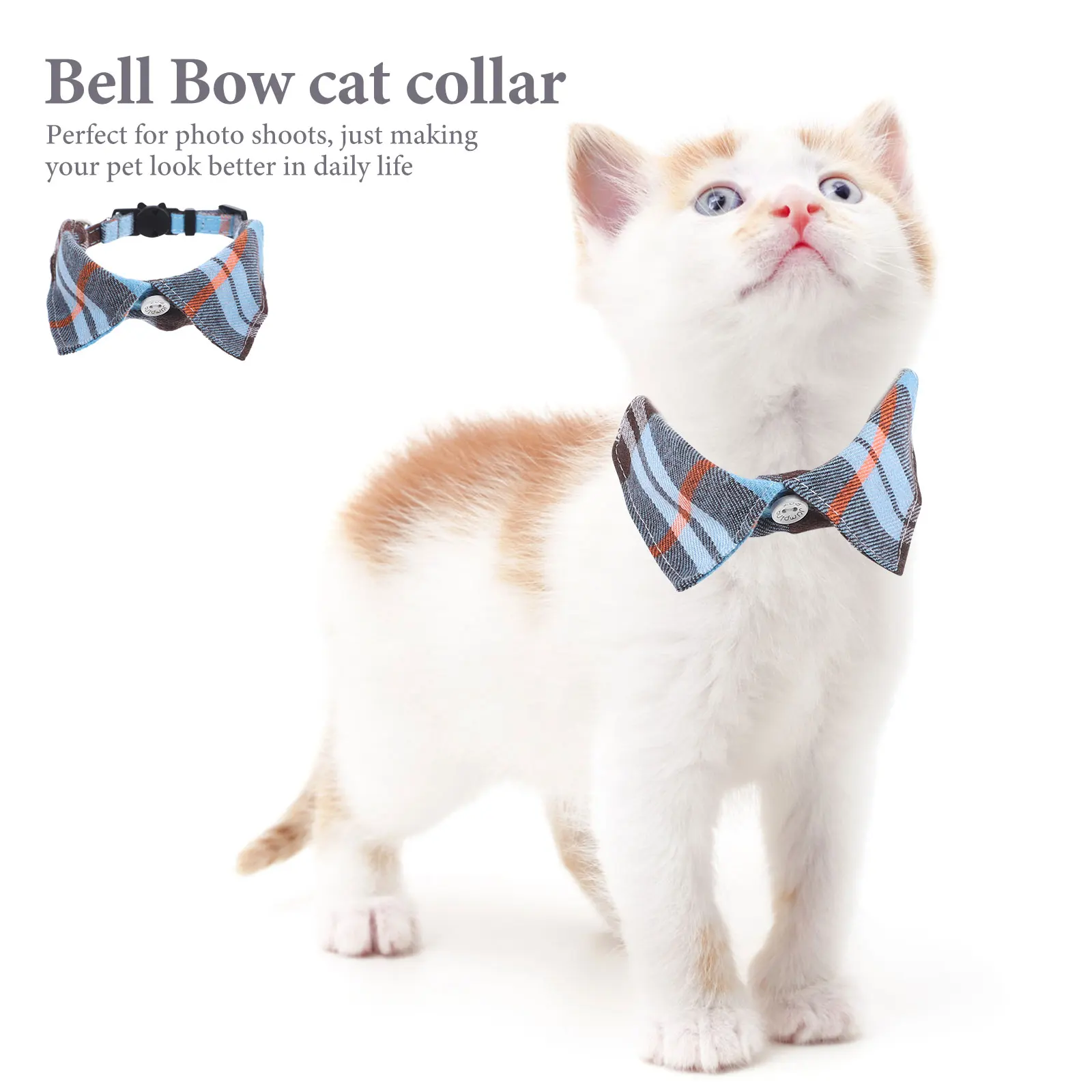 

Cat Collar Bow Tie Bell Kitten Collars Breakaway Adjustable Cloth Pet Durable Cute Christmas Birthday Photo Shoots Accessories