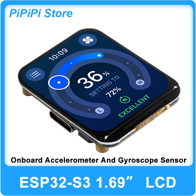 Waveshare ESP32-S3 1.69 Inch LCD Development Board IPS 240×280 WiFi Bluetooth 5 6-Axis Sensor RTC Module for Arduino IoT Project