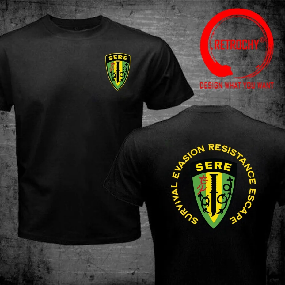 Funny Design Survival Evasion Resistance Escape SERE School back  Shirt Men Fashion Trendy Casual Clothing Stylish Tops Tee Shir