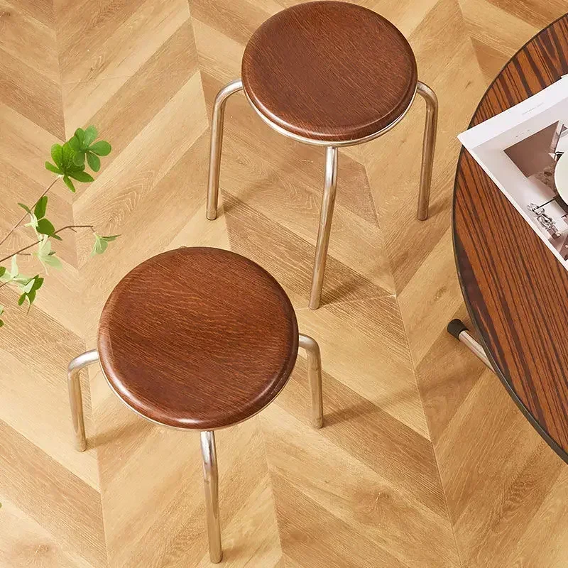 Interior Round Dining Stools Bench High Living Room Dressing Stools Kitchen Cheap Cadeiras Decorativas De Sala Home Furniture image 4