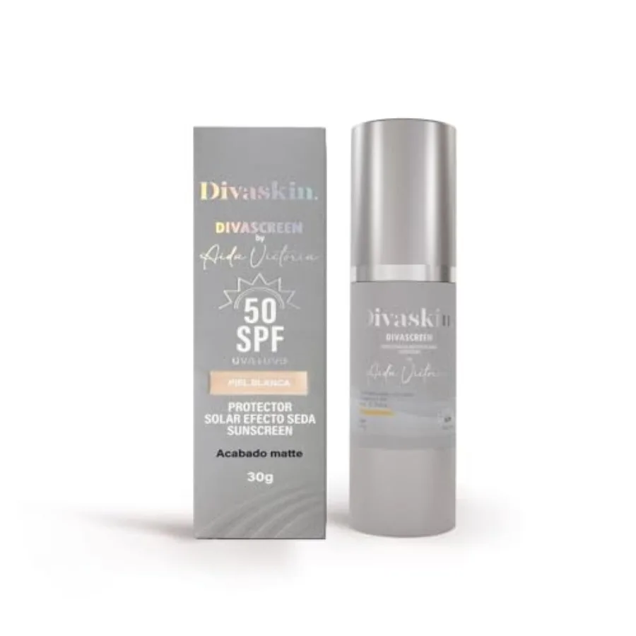 

DIVASCREEN BY DIVASKIN Tinted Sunscreen SPF 50 for daily facial use, silicone-based, Blanca shade, broad spectrum UVA/UVB prote