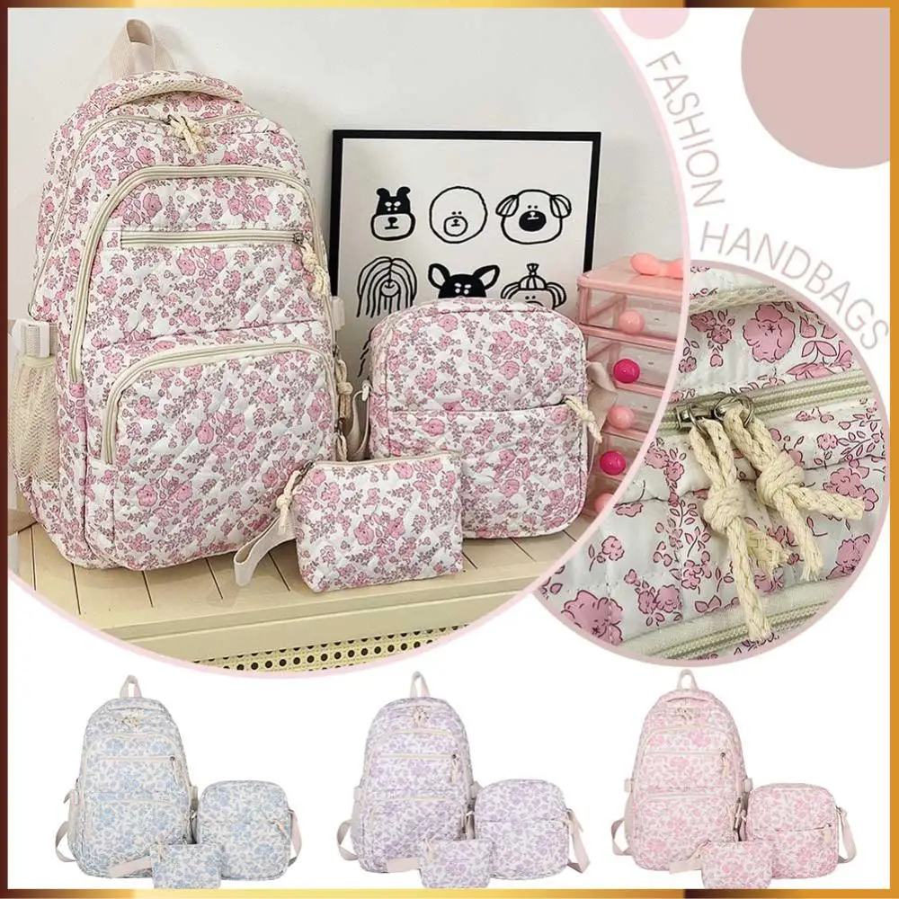 

Women 3pcs Set Floral Backpack with Lunch Bag and High Capacity Backpack for Teens Girls Youth Travel Vacation
