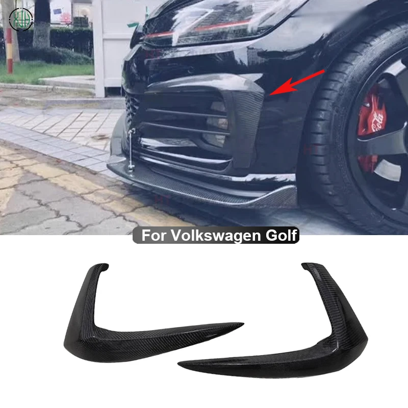 For Volkswagen VW Golf 7.5 GTI 2018-2020 Carbon Fiber Car Front Bumper Side Splitters Fins Canards Parts Upgrade Body kit