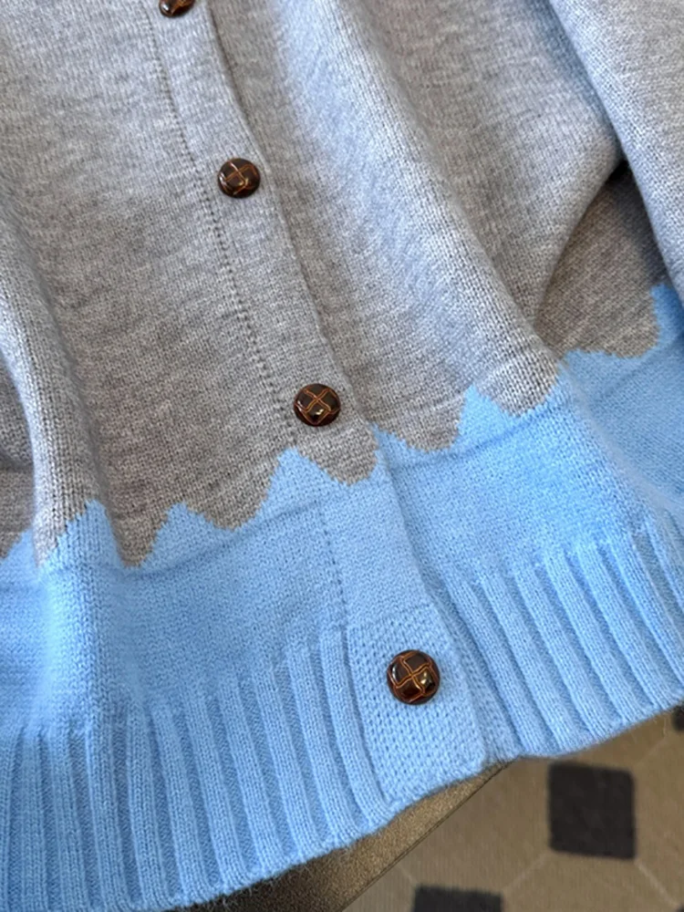 Chao Level Recommended Korean Sle Color Blo Design Open Cardigan Sweater Women's Autumn Winter New Wool Knitted Top