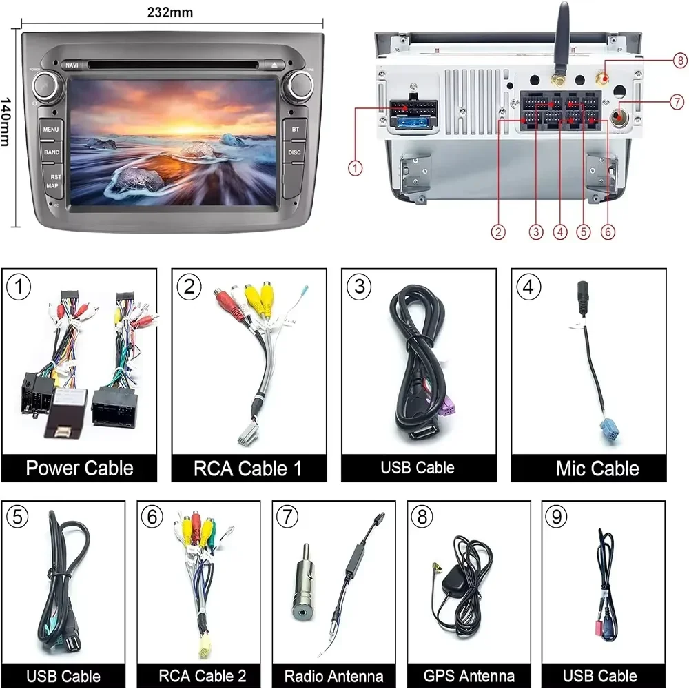 Android Car Radio For Alfa Romeo Mito 2008- 2019 Multimedia Player Supports CarP