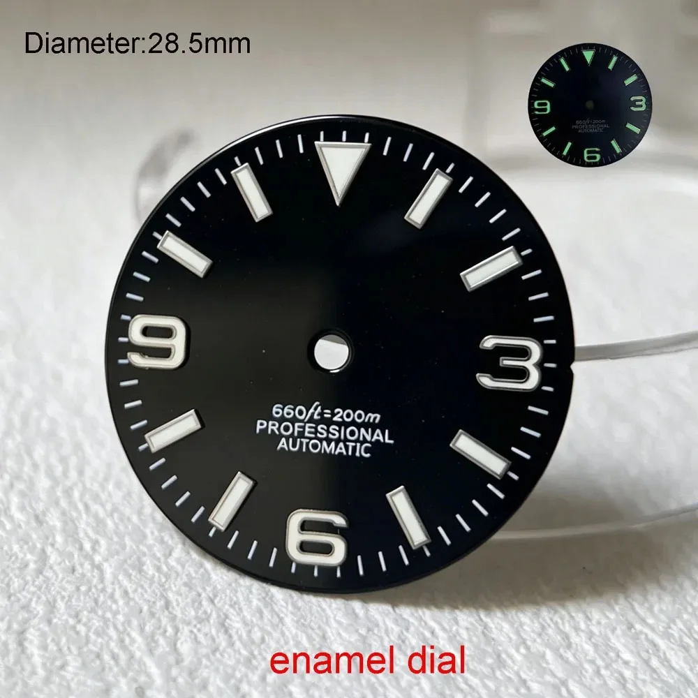 28.5mm NH35 S logo 3-6-9 s dial enamel dial green luminous  dial fit NH35 automatic mechanical watchmods modification parts
