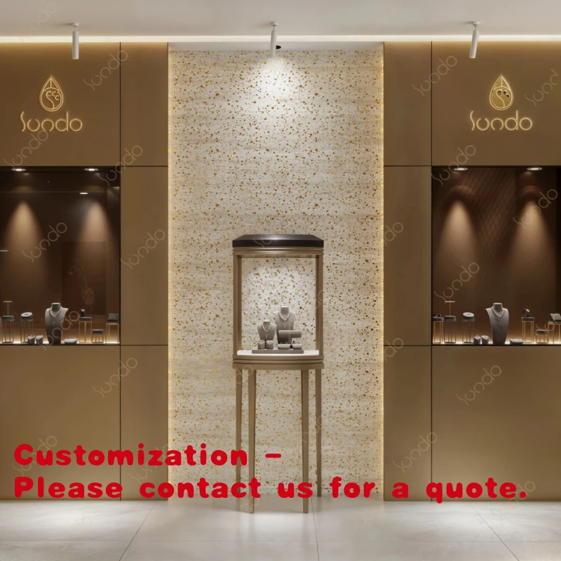 custom.New Product Four Corner Tall Cabinet Jewellery Set Display Cabinet Led Jewelry Store showcase