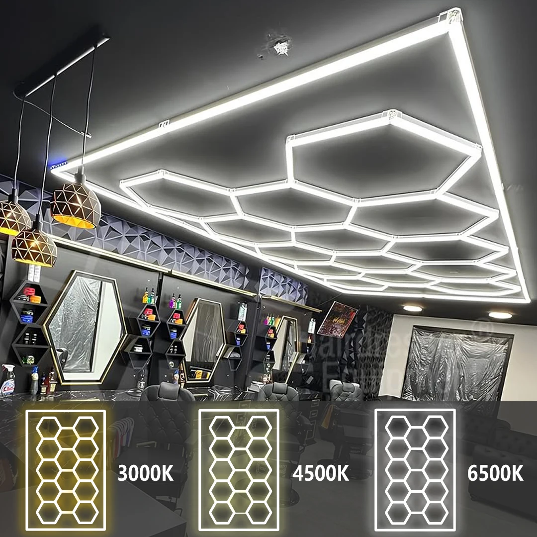 

Шестигранный светодиодный светильник 3000K 4500K 6500K Натуральный яркий домашний потолочный сотовый светильник для детализации автомобиля Магазин Парикмахерская Подвал Тренажерный зал
