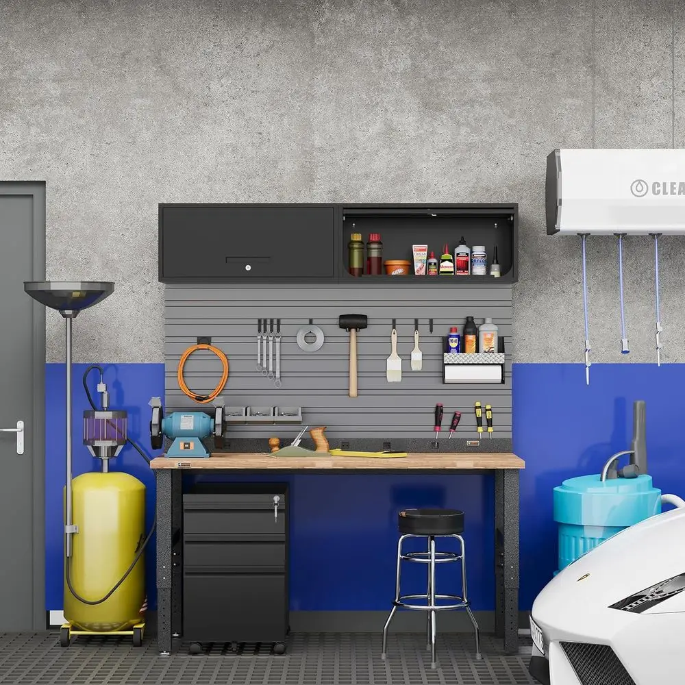 Metal Storage Cabinet Black Wall Cabiwith Locking Door - Wall Mounted Storage Cabinet or Garage Warehouse Home Oice - Assembly R